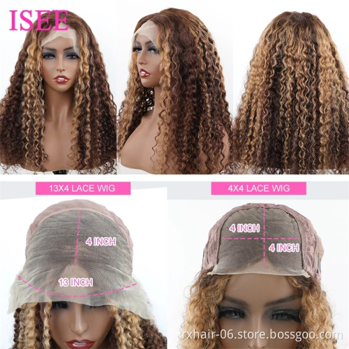 Transparent Wig Vendors Wholesale Ombre Highlight Piano Color Deep Wave Curly Wig Cuticle Aligned Highlight Hd Lace Front Wig